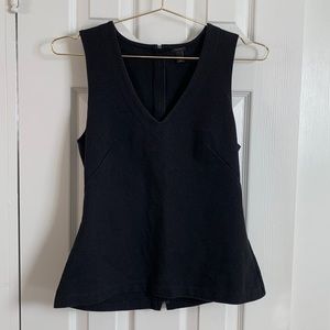 J.Crew no sleeve subtle peplum top in black with zipper back detailing, size S